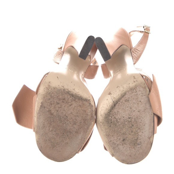 Fendi Nude Pink Leather Knot Slingback Heels